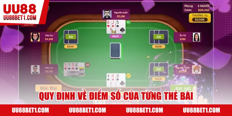 Quy định về điểm số của từng thẻ bài